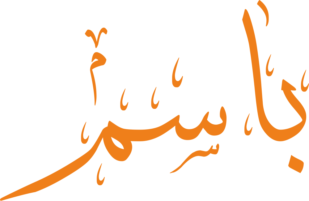 تصميم مخطوطة اسم باسم بخط إيكو المزخرف (Eco Font) بصيغة PNG شفافة بدون خلفية، يتميز بتناغم انسيابي بين حرفي السين والميم يعكس الهدوء والابتسامة والأصالة الكلاسيكية.