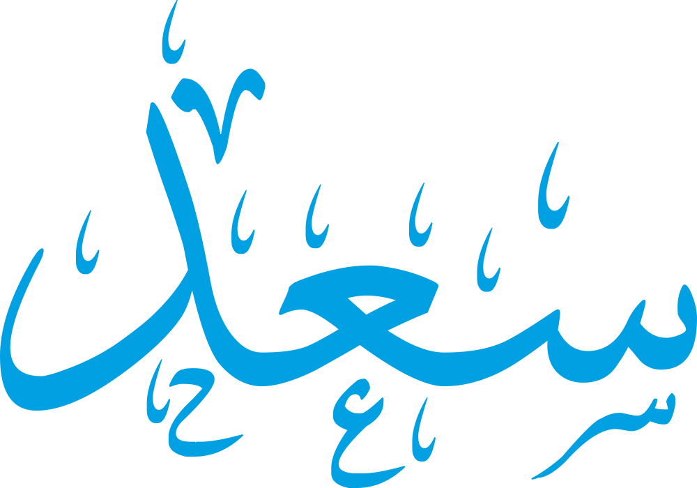 تصميم مخطوطة اسم سعد بخط إيكو المزخرف (Eco Font) بصيغة PNG شفافة بدون خلفية، يتميز بترابط فني رائع بين السين والعين يعكس القوة والأصالة العربية الكلاسيكية.