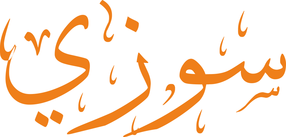 تصميم مخطوطة اسم سوزي بخط إيكو المزخرف (Eco Font) بصيغة PNG شفافة بدون خلفية، يتميز بترابط فني رائع بين الزاي والياء يعكس الرقة والأصالة العالمية.