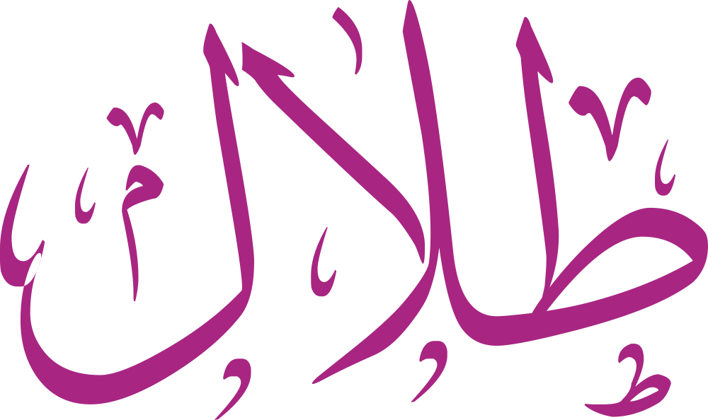 مخطوطة اسم طلال بخط إيكو مزخرف بصيغة PNG شفافة بدون خلفية، تُظهر طاءً مرتفعة بنقطة دقيقة مع لامين متتابعين وألف خاتمة مستقيمة.