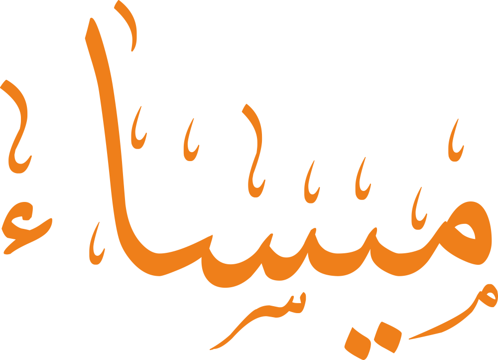 مخطوطة اسم ميساء بخط إيكو مزخرف بصيغة PNG شفافة بدون خلفية، تُظهر ميمًا متماسكة وياءً بنقطة دقيقة مع ألف واضحة وهمزة نهائية على السطر.